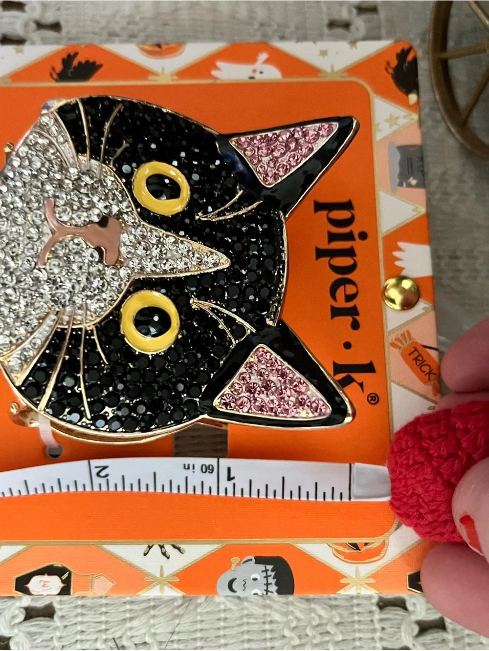 Unique Tuxedo Cat Rhinestone Hair Claw Clip Trick or Treat Piper K Halloween